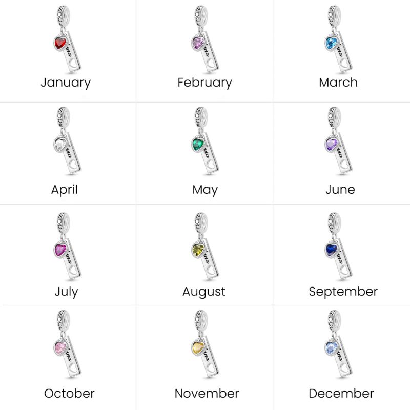 Tag Heart Birthstone Pendant