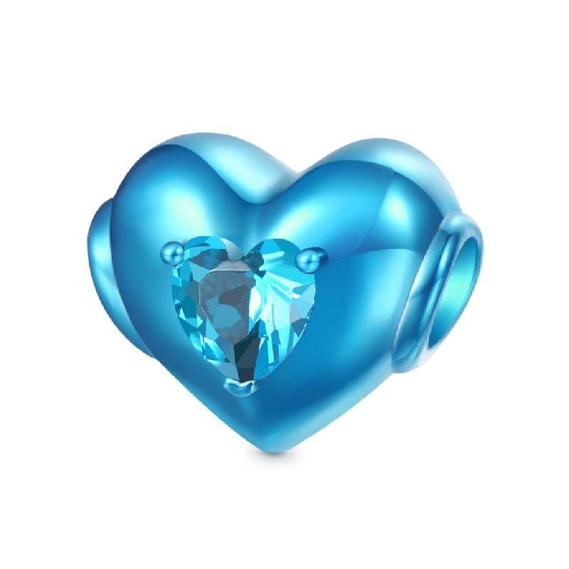 Sea Blue Candy Heart Charm