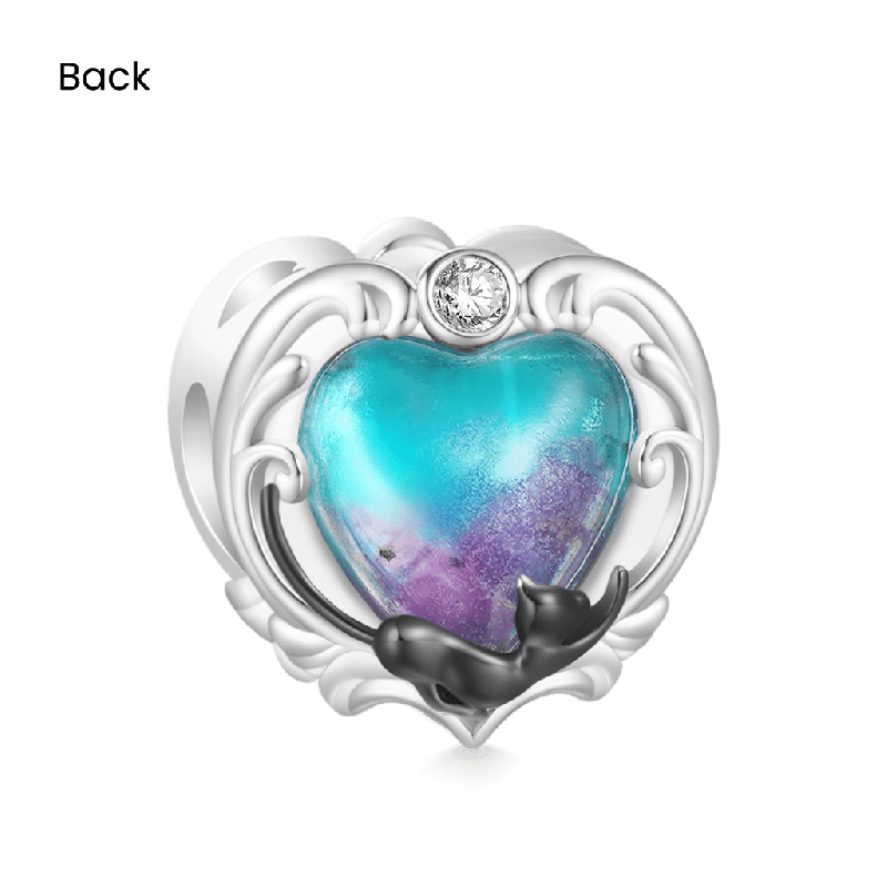 Black Cat Heart Charm