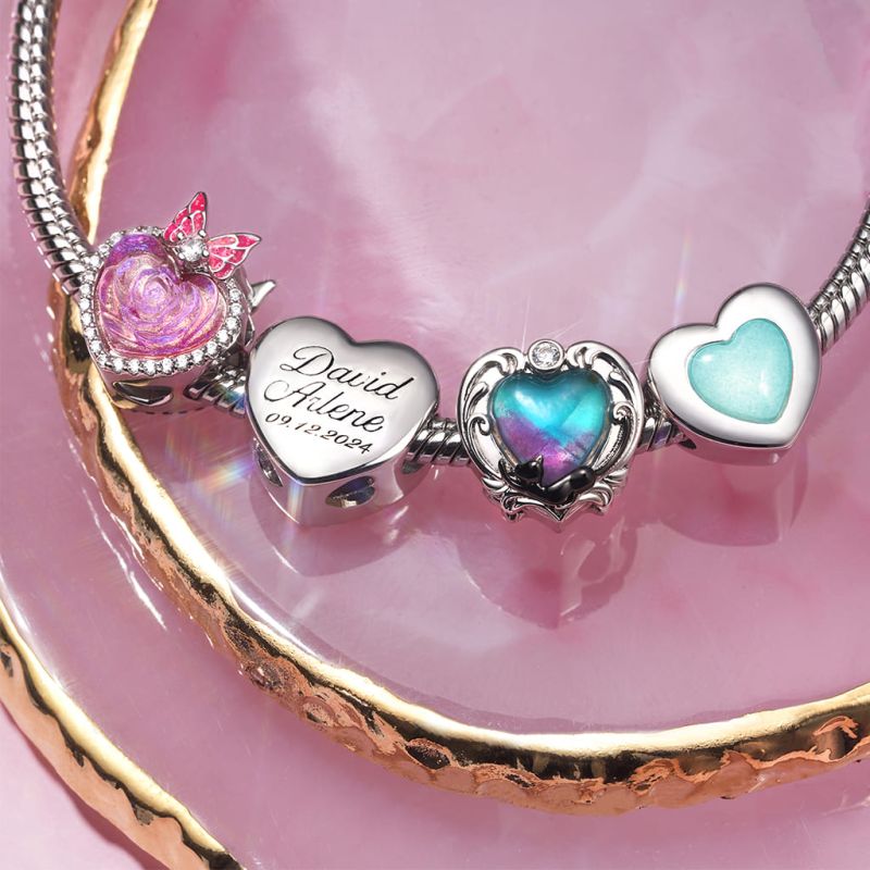 Black Cat Heart Charm