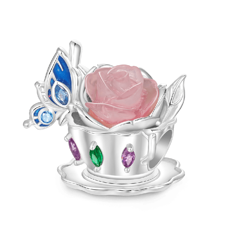 Glow-in-the-Dark Teacup Blue Butterfly Charm