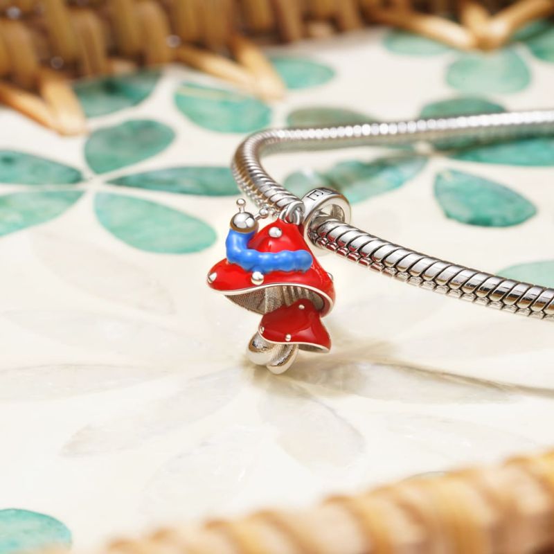 Red Mushroom Caterpillar Pendant