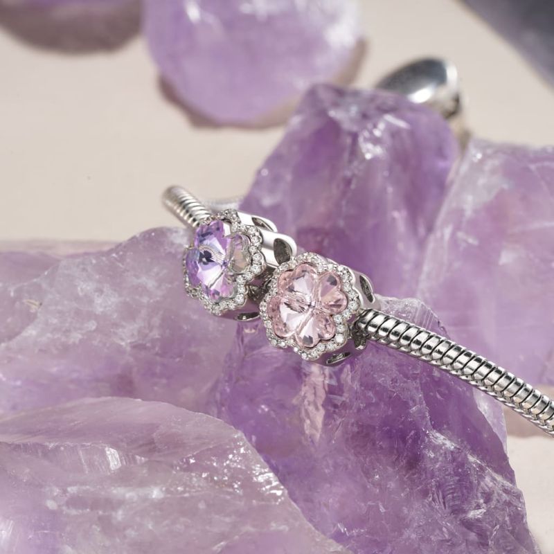 Pink Four-leaf Clover Charm