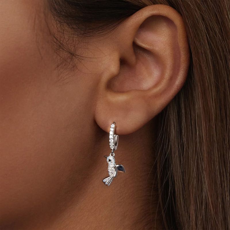Diamond-encrusted Bird Earrings
