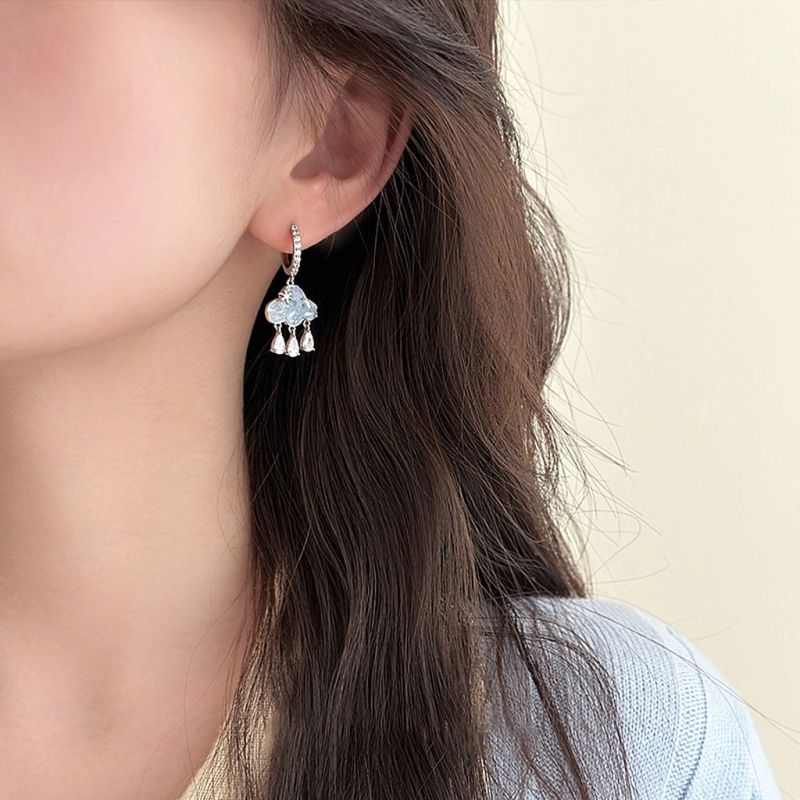 Cloud Tassel Stud Earrings