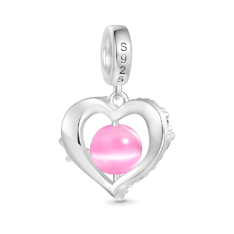 Cats Eye Round Bead Heart Pendant