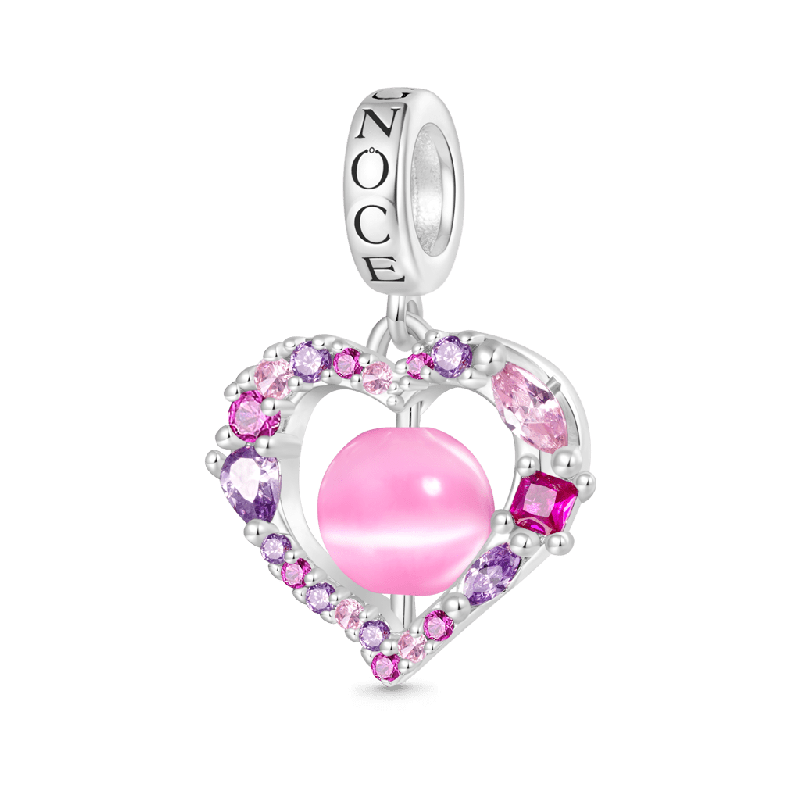 Cats Eye Round Bead Heart Pendant