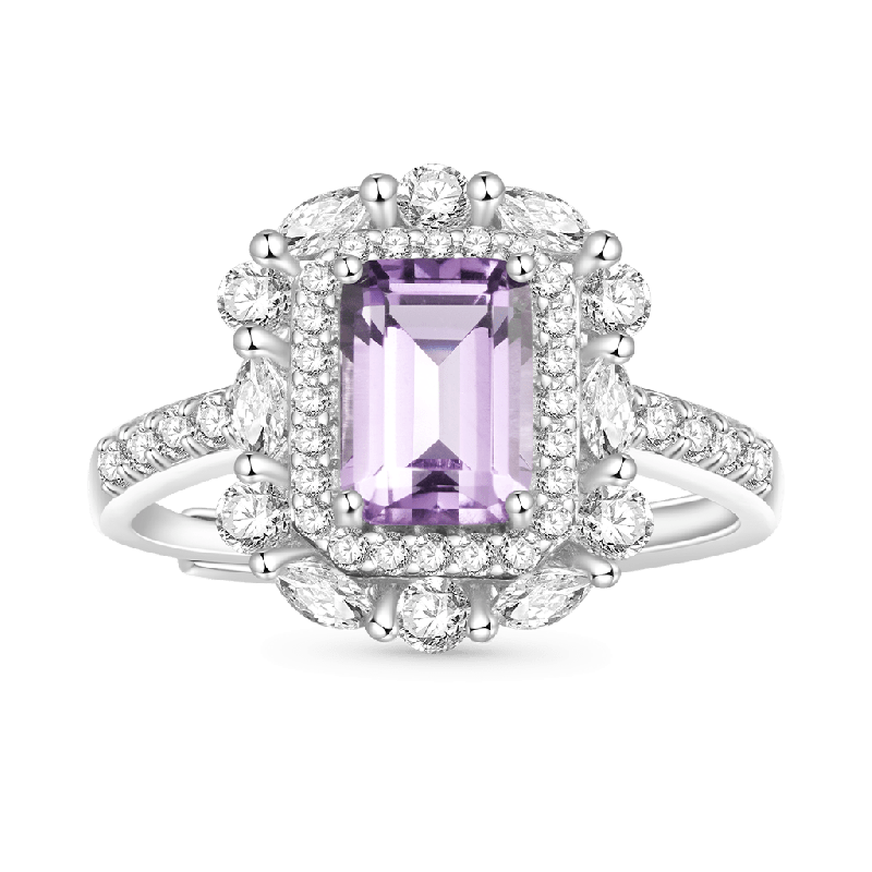 Square-cut Amethyst Ring