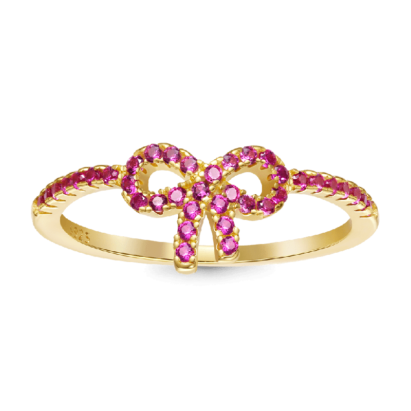 Pink Pavé Bow Ring