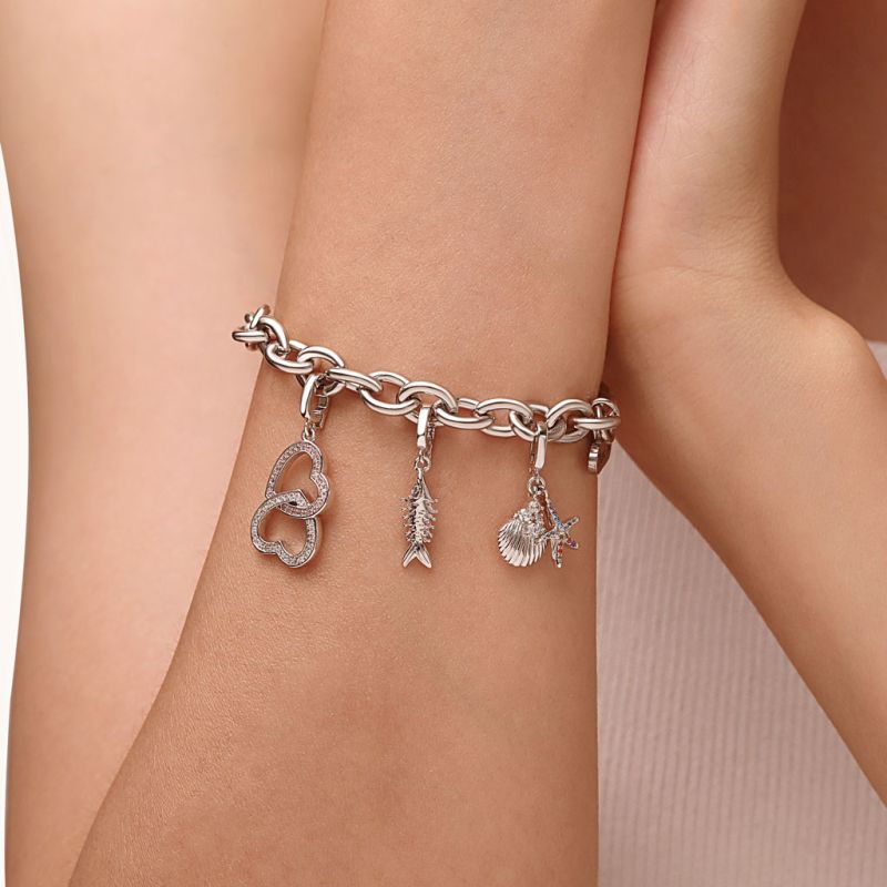 Double Heart Clasp Clusters Charm