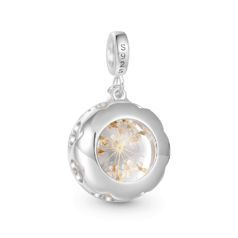 Preserved Flower Leaf Birthstone Pendant