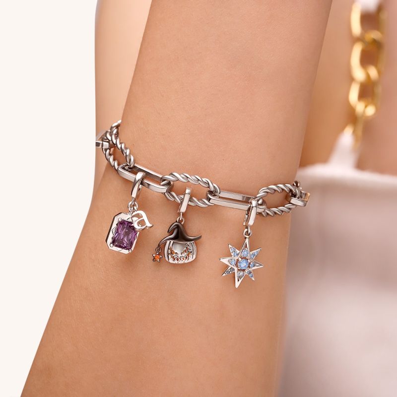 Square Birthstone Clasp Clusters Charm