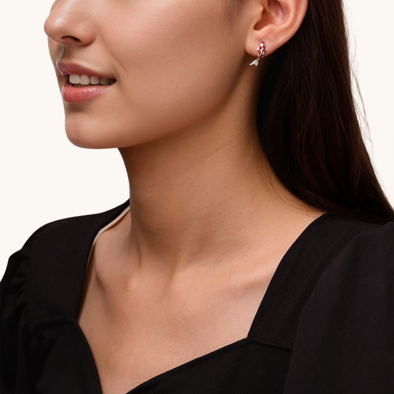 Red Koi Fish Stud Earrings