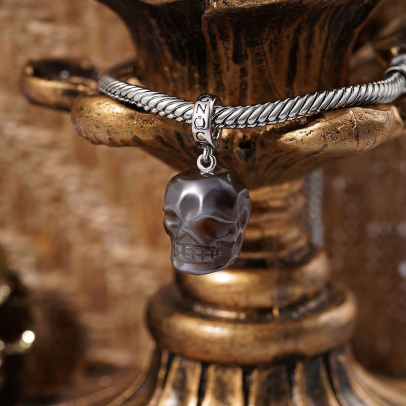 Natural Agate Skull Pendant