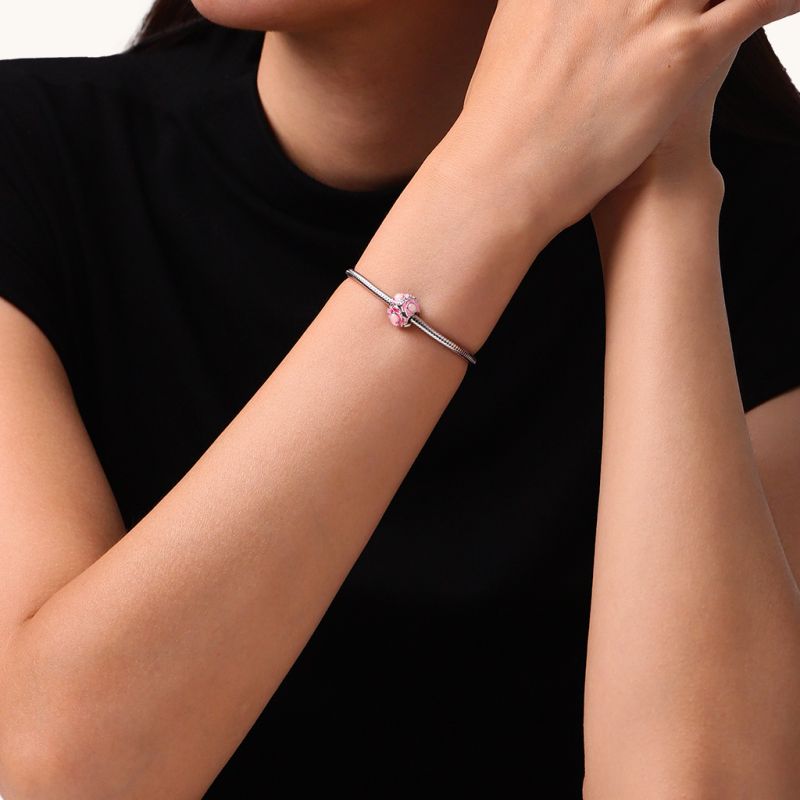 Pink Flower Ball Charm
