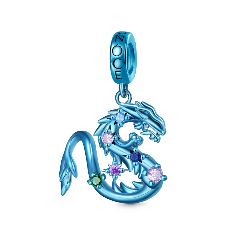 Blue Candy Dragon Zodiac Pendant