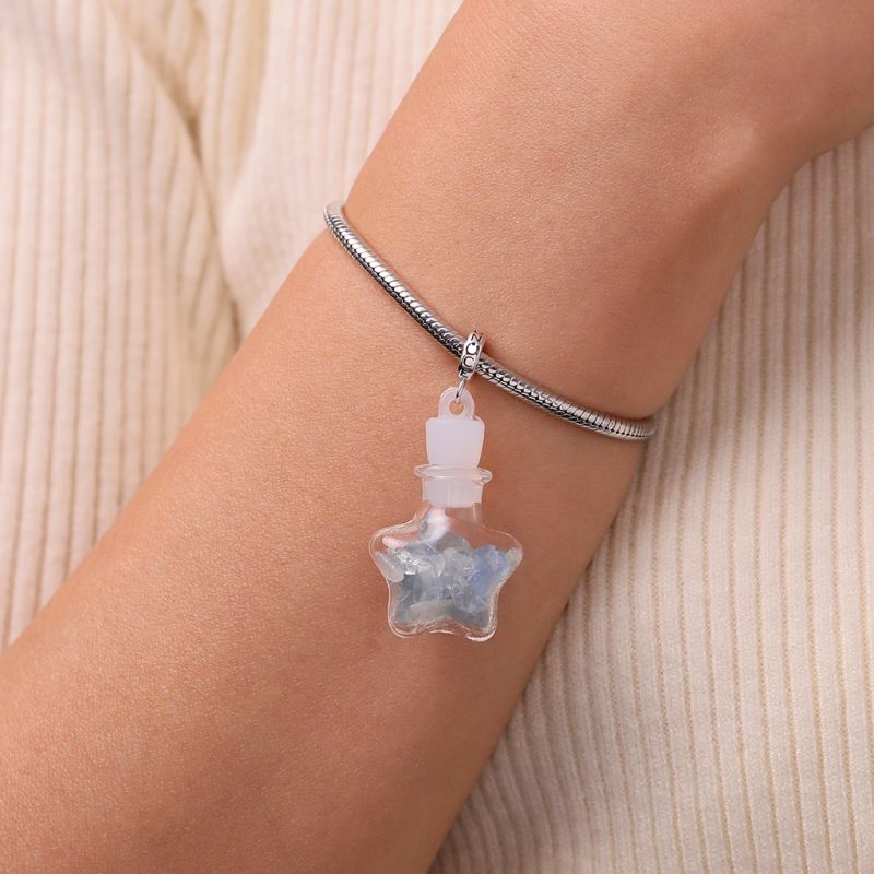 Aquamarine Crystal Glass Bottle Pendant