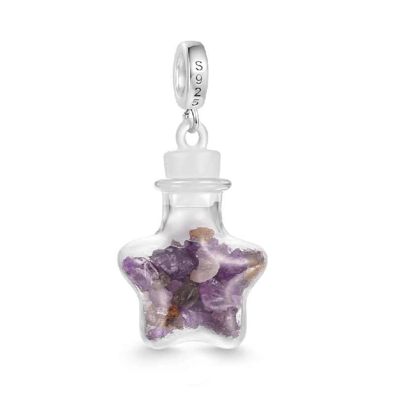 Amethyst Crystal Glass Bottle Pendant