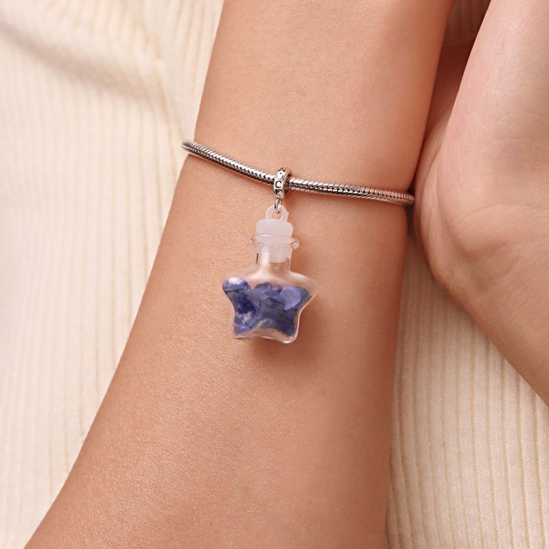 Blue Crystal Glass Bottle Pendant