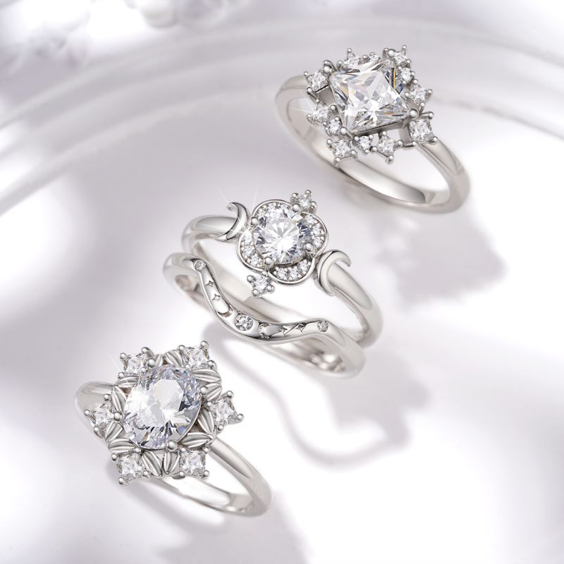 Moon and Star Stackable Rings