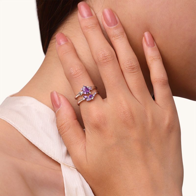 Purple Butterfly Stackable Rings