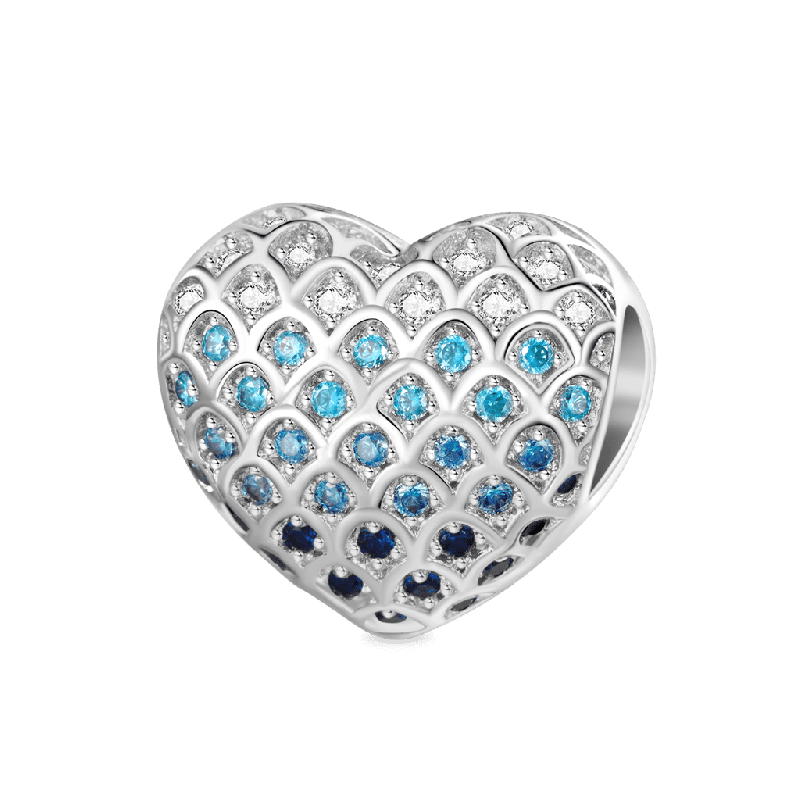 Ombre Fish Scale Heart Charm