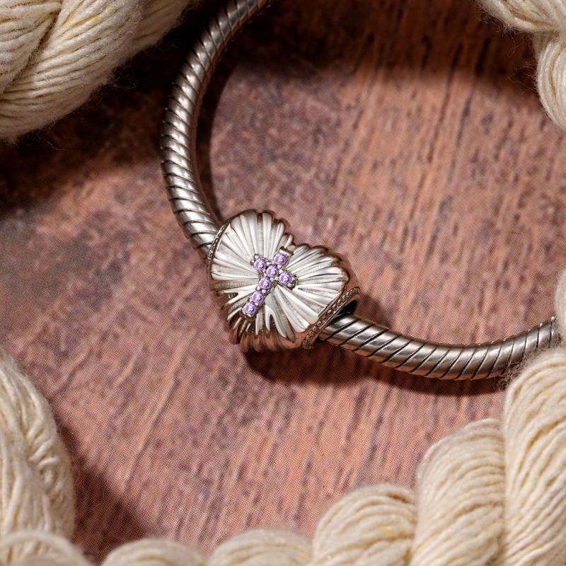 Cross Faith Over Fear Heart Charm