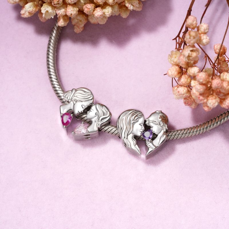 Mother & Daughter Heart Double Charm