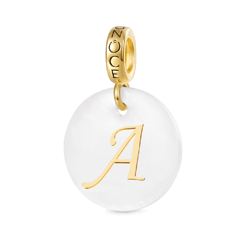 Natural Shell Gold Letters Pendant