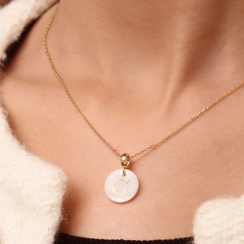 Natural Shell Gold Letters Pendant