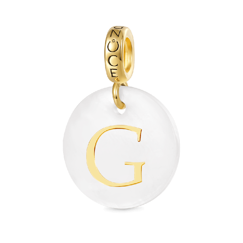 Natural Shell Gold Letters Pendant