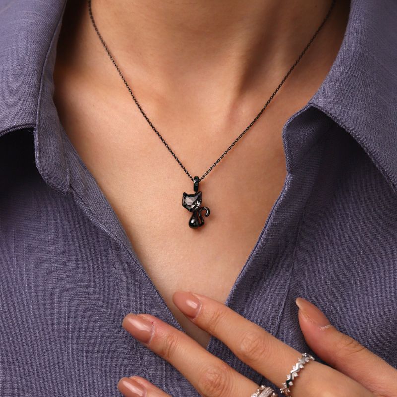 Crystal Black Cat Pendant