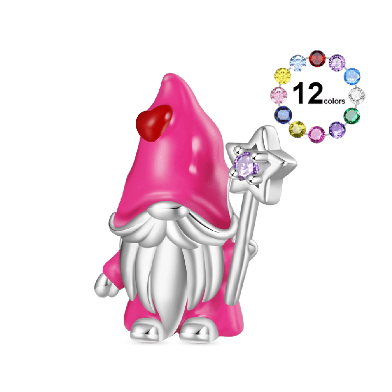 Gnome Holding Star Cane Charm
