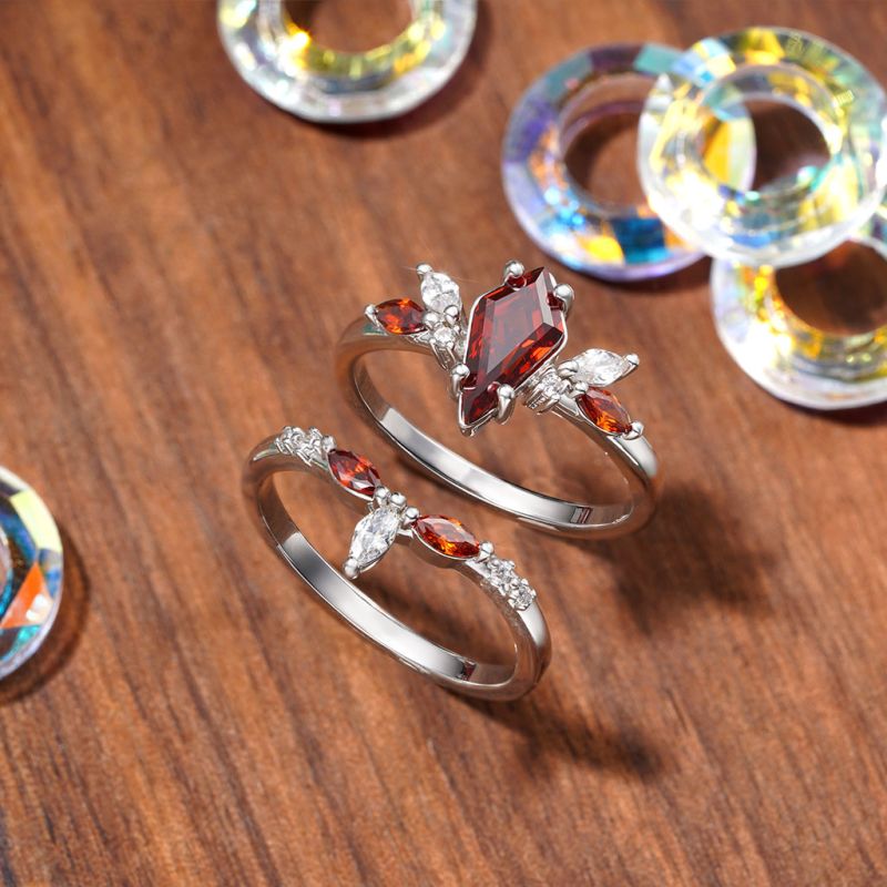 Red Garnet Kite Rings