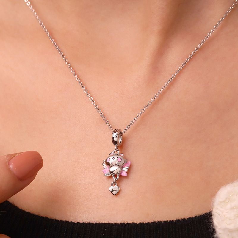 Snowy the Cat Angel Pendant