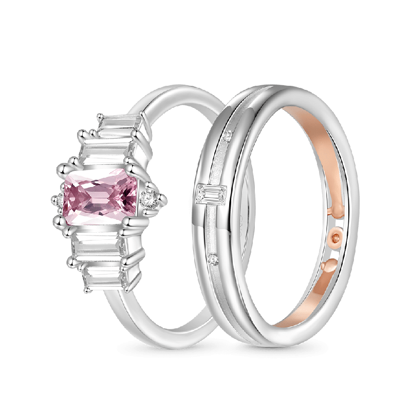 Pink Cubic Zirconia Couple Rings