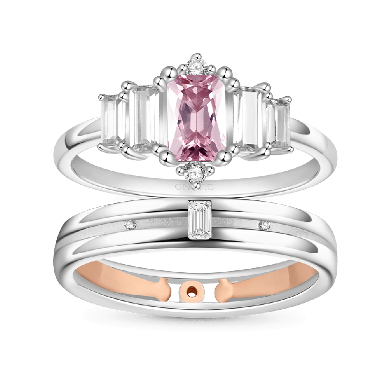Pink Cubic Zirconia Couple Rings