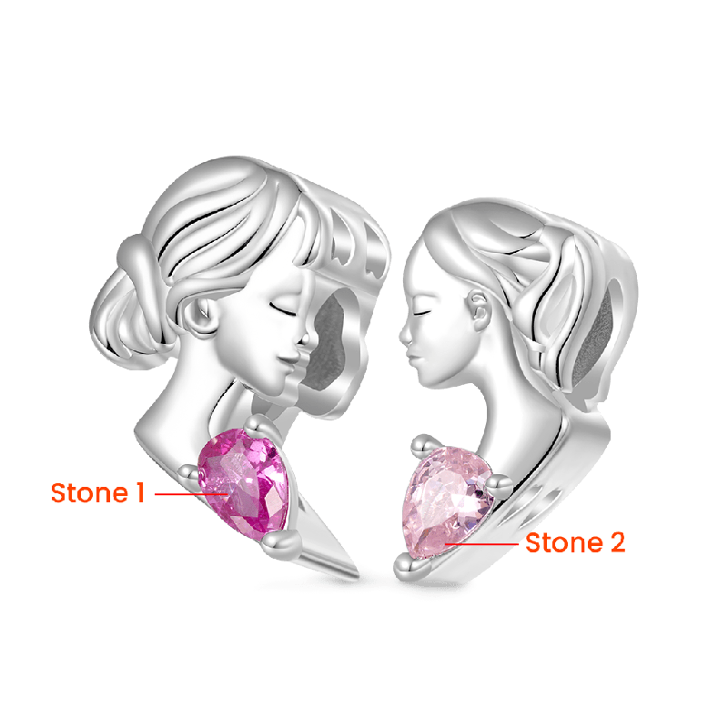 Mother & Daughter Heart Double Charm