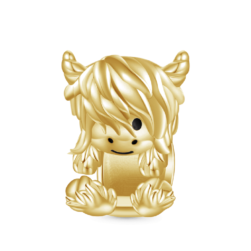Gold Scottish Highland Cow Charm