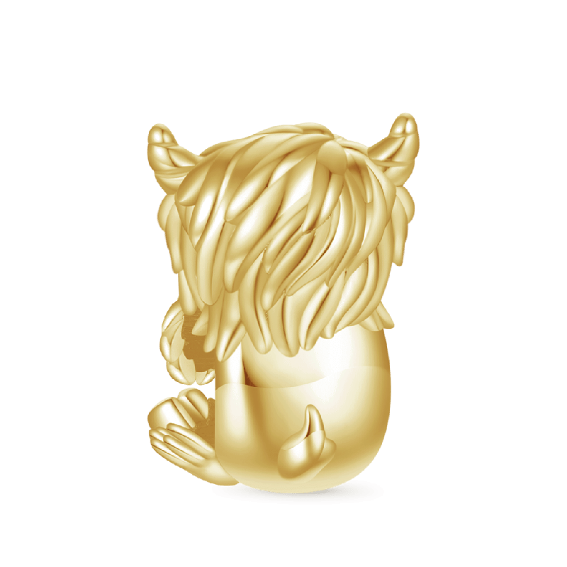 Gold Scottish Highland Cow Charm