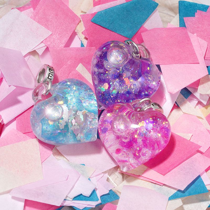 Blue Glitter Heart Pendant