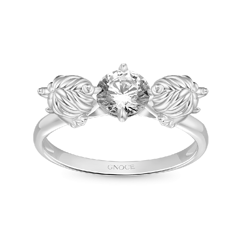 Highland Cow Hug White Diamond Ring