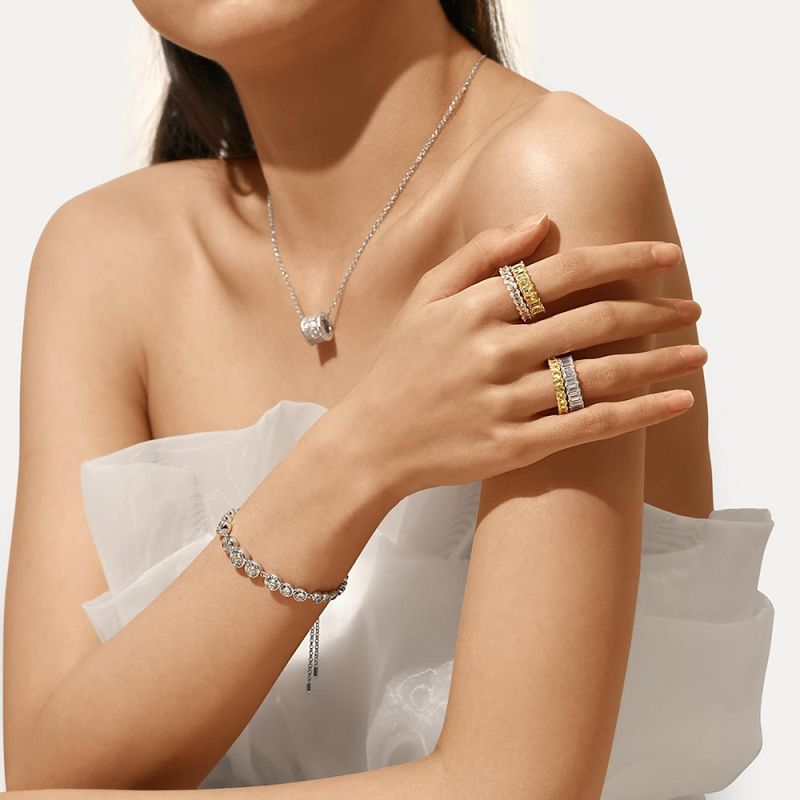 White Topaz Oval-cut Eternity Ring