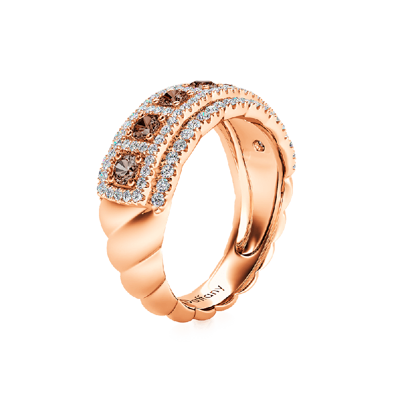 Round Brown Paving Band Ring