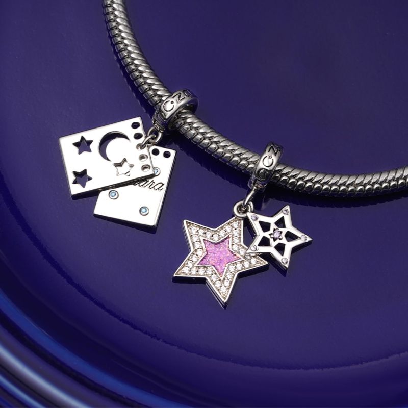 Purple Glitter Star Pendant