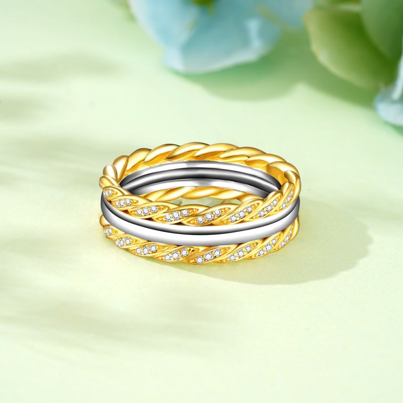 Two-tone Twisted Rope Wedding Band