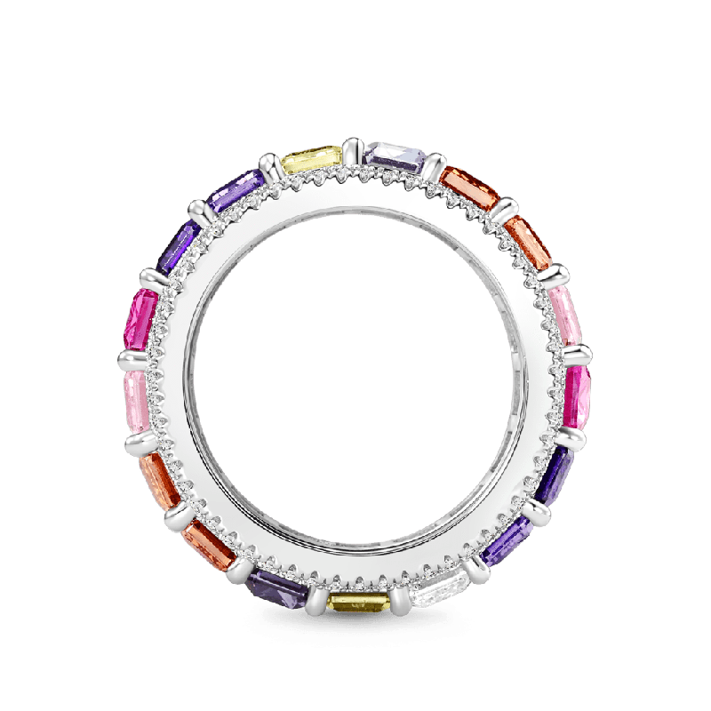 Baguette Cut Rainbow Band Ring