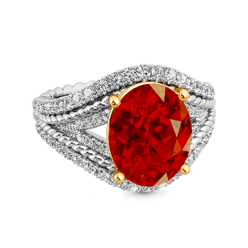 Oval Ruby Wide Band Ring