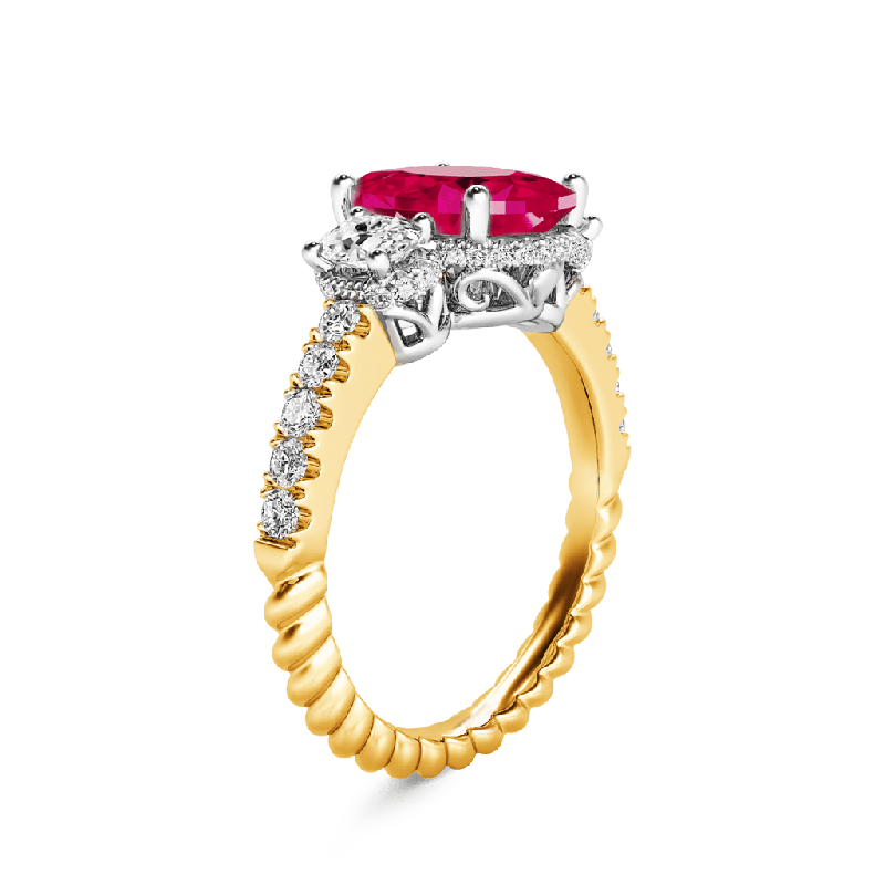 Oval Three-stone Birthstone Ring