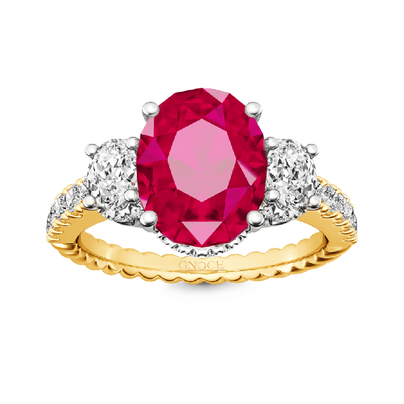 Oval Three-stone Birthstone Ring